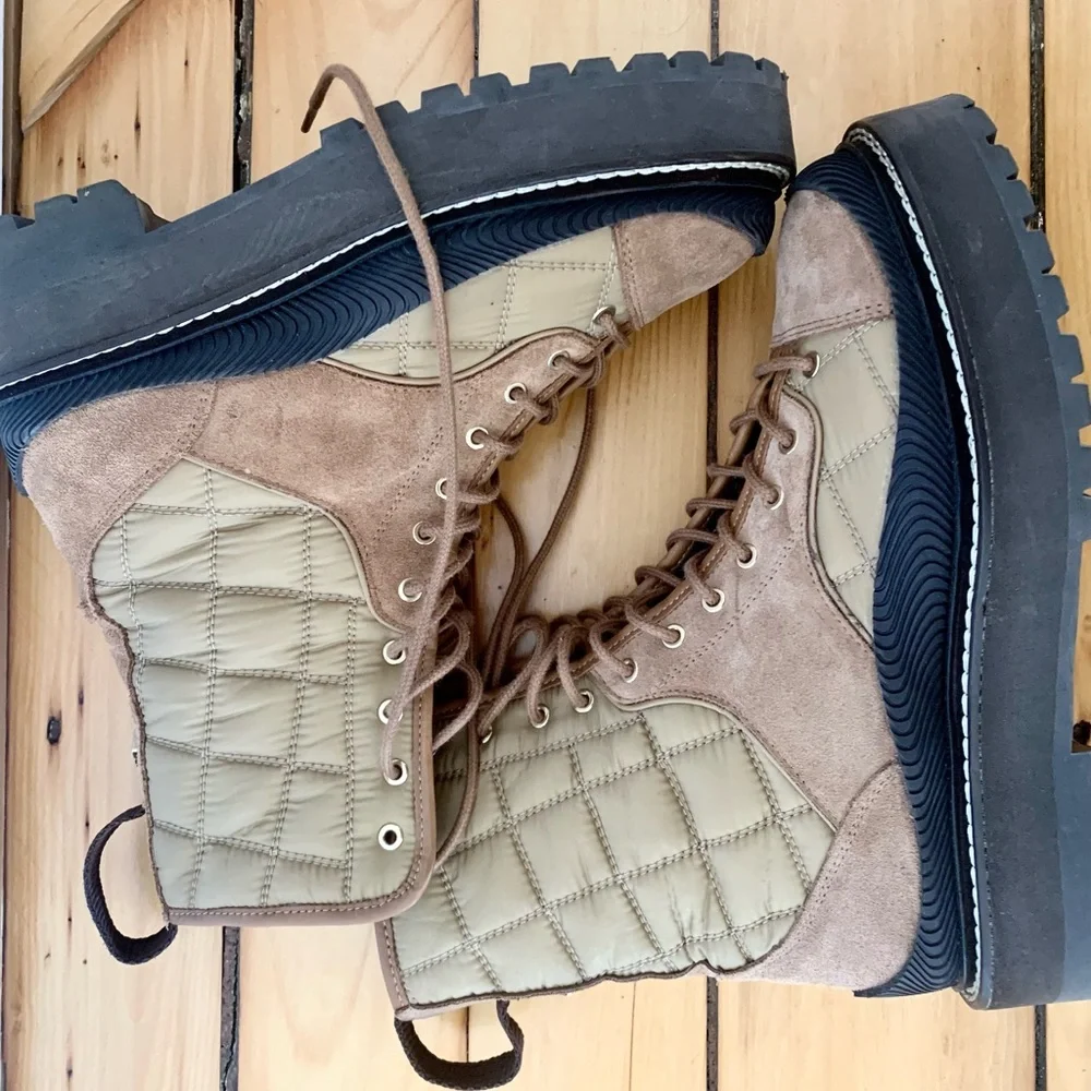 Sandro Quilted Leather Combat Boot - Picture 3 of 5